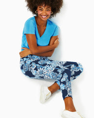 Lilly Pulitzer 28" Emora Knit Pant Low Tide Navy Bouquet All Day | Women Bottoms