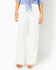 Lilly Pulitzer 31" Deri Linen Palazzo Pant Resort White | Women Bottoms