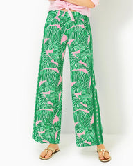 Lilly Pulitzer 32" Bal Harbour Palazzo Pant Conch Shell Pink Lets Go Bananas Engineered Pant | Women Bottoms