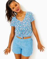 Lilly Pulitzer 4" Lilo Linen Short Beckon Blue X Sea Salt Blue | Women Bottoms