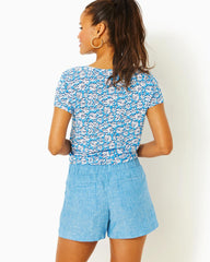 Lilly Pulitzer 4" Lilo Linen Short Beckon Blue X Sea Salt Blue | Women Bottoms