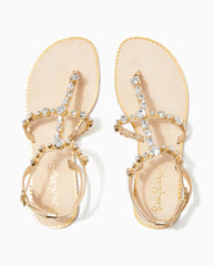 Lilly Pulitzer Abbi Leather Sandal Gold Metallic | Women Shoes