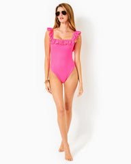 Lilly Pulitzer Aemma Ruffle One-Piece Swimsuit Roxie Pink | Women Swimsuits