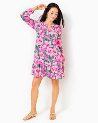Lilly Pulitzer Alyssa A-Line Cotton Dress Kelly Green Hibis Kiss | Women A-Line/Easy Dresses