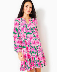 Lilly Pulitzer Alyssa A-Line Cotton Dress Kelly Green Hibis Kiss | Women A-Line/Easy Dresses