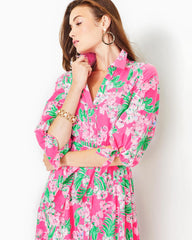 Lilly Pulitzer Amrita Cotton Midi Shirtdress Roxie Pink Worth A Look | Women Fit & Flare Dresses