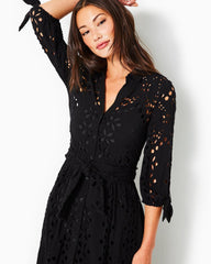 Lilly Pulitzer Amrita Eyelet Midi Dress Onyx Soiree Eyelet | Women Fit & Flare Dresses