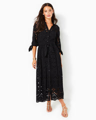 Lilly Pulitzer Amrita Eyelet Midi Dress Onyx Soiree Eyelet | Women Fit & Flare Dresses