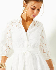 Lilly Pulitzer Amrita Shirtdress Resort White Flora Faille | Women Fit & Flare Dresses