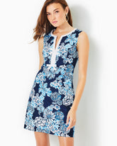Lilly Pulitzer Aria Cotton Shift Dress Low Tide Navy Bouquet All Day | Women Shift Dresses