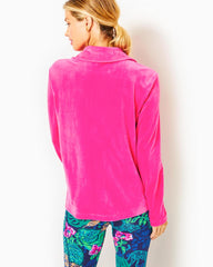 Lilly Pulitzer August Velour Pullover Pink Palms | Women Tops