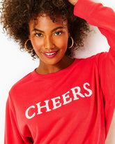 Lilly Pulitzer Ballad Cotton Sweatshirt Amaryllis Red Cheers Graphic | Women Tops