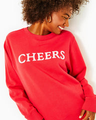 Lilly Pulitzer Ballad Cotton Sweatshirt Amaryllis Red Cheers Graphic | Women Tops