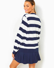 Lilly Pulitzer Ballad Cotton Sweatshirt Low Tide Navy Palm Tree Embellished Graphic | Women Tops