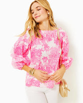 Lilly Pulitzer Barbara Cotton Top Resort White Pb Anniversary Toile | Women Tops
