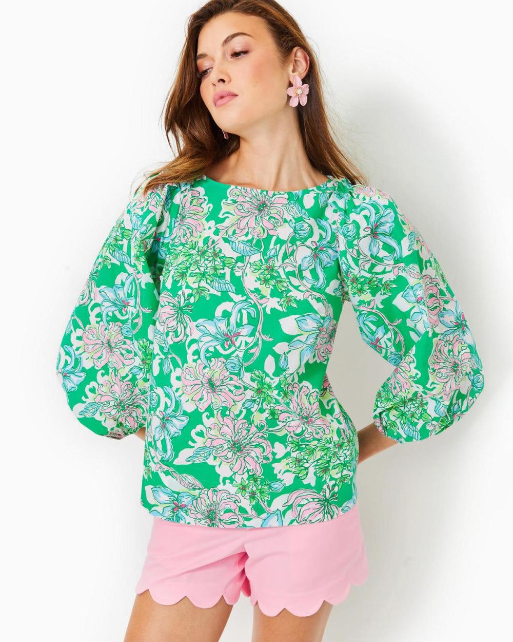 Lilly Pulitzer Barbara Cotton Top Spearmint Blossom Views | Women Tops