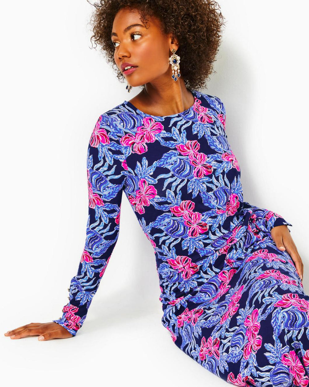 Lilly Pulitzer Bryson Maxi Dress Low Tide Navy Its Ofishell | Women Fitted Dresses