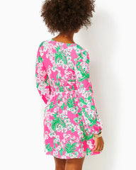 Lilly Pulitzer Calla Long Sleeve V-Neck Dress Roxie Pink Worth A Look | Women Fit & Flare Dresses
