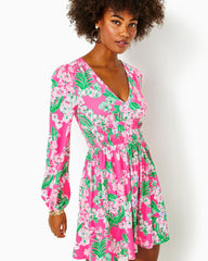 Lilly Pulitzer Calla Long Sleeve V-Neck Dress Roxie Pink Worth A Look | Women Fit & Flare Dresses