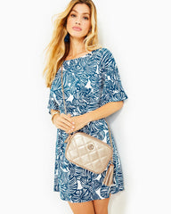 Lilly Pulitzer Dessa Leather Crossbody Bag Gold Metallic | Women Bags