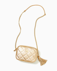 Lilly Pulitzer Dessa Leather Crossbody Bag Gold Metallic | Women Bags