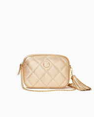 Lilly Pulitzer Dessa Leather Crossbody Bag Gold Metallic | Women Bags