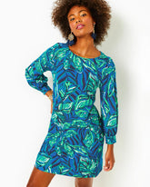 Lilly Pulitzer Elianna Cotton T-Shirt Dress Indigo Breeze Shady Gators | Women A-Line/Easy Dresses