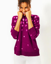 Lilly Pulitzer Elizabelle Sweater Mulberry Ombre Heart Jacquard | Women Tops