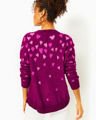 Lilly Pulitzer Elizabelle Sweater Mulberry Ombre Heart Jacquard | Women Tops