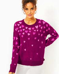 Lilly Pulitzer Elizabelle Sweater Mulberry Ombre Heart Jacquard | Women Tops