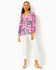 Lilly Pulitzer Elsa Silk Top Kelly Green Hibis Kiss | Women Tops