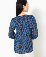 Lilly Pulitzer Elsa Silk Top Low Tide Navy Easy To Spot | Women Tops
