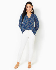 Lilly Pulitzer Elsa Silk Top Low Tide Navy Easy To Spot | Women Tops