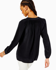 Lilly Pulitzer Elsa Silk Top Onyx | Women Tops