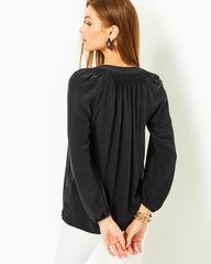 Lilly Pulitzer Elsa Silk Top Onyx | Women Tops