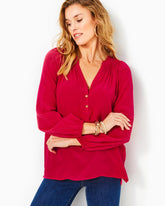 Lilly Pulitzer Elsa Silk Top Poinsettia Red | Women Tops