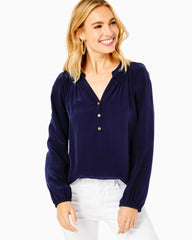 Lilly Pulitzer Elsa Silk Top True Navy | Women Tops