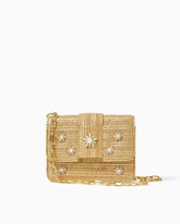 Lilly Pulitzer Emmeline Straw Crossbody Bag Gold Metallic | Women Bags