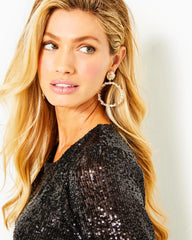 Lilly Pulitzer Enchanted Escape Doorknocker Earrings Gold Metallic | Women Jewelry