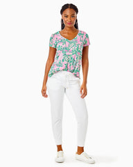 Lilly Pulitzer Etta V-Neck Cotton Top Mandevilla Baby Always Worth It | Women Tops