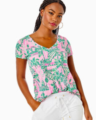 Lilly Pulitzer Etta V-Neck Cotton Top Mandevilla Baby Always Worth It | Women Tops