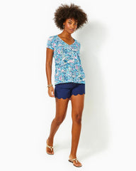 Lilly Pulitzer Etta V-Neck Top Bali Blue Lilly Loves Cape Cod | Women Tops