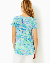 Lilly Pulitzer Etta V-Neck Top Bayside Blue Lilly Loves Texas | Women Tops