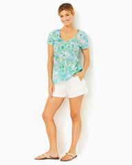 Lilly Pulitzer Etta V-Neck Top Surf Blue Lilly Loves South Carolina | Women Tops