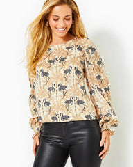 Lilly Pulitzer Everglade Long Sleeve Top Deeper Coconut Lil Stir It Up | Women Tops