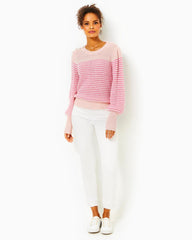 Lilly Pulitzer Finney Sweater Peony Pink Sparkle Stripe | Women Tops
