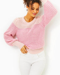 Lilly Pulitzer Finney Sweater Peony Pink Sparkle Stripe | Women Tops