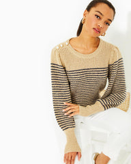 Lilly Pulitzer Finney Sweater Sand Bar Sparkle Stripe | Women Tops