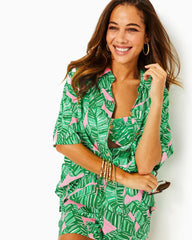 Lilly Pulitzer Franki Cover-Up Shirt Conch Shell Pink Lets Go Bananas | Women Cover-Ups
