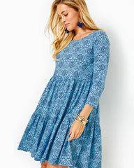 Lilly Pulitzer Geanna Cotton Swing Dress Bon Bon Blue Go Your Own Wave | Women Swing Dresses